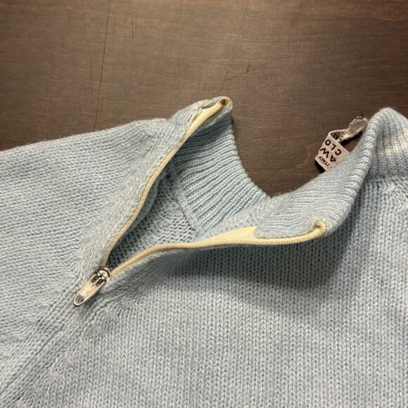 Vtg Italy Knit Romper Baby Blue One Piece Sz 3m mittens Strawbridge & Clothier - Picture 8 of 11
